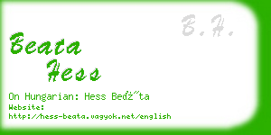 beata hess business card